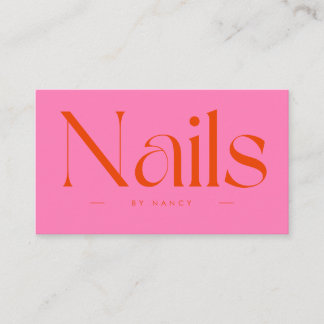 Nail Artist Hot Pink Red Typography  Business Card