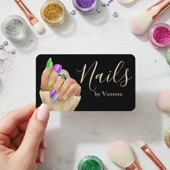 Nail Artist & Manicurist Modern Salon Style Business Card (Creator Uploaded)