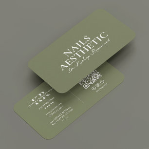 Nail Artist Minimal Nail Tech Manicurist Sage  Business Card