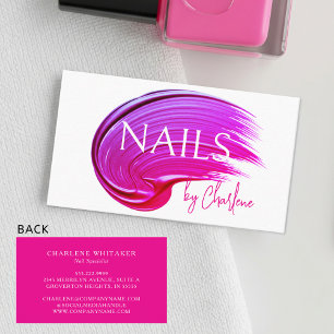 Nail Artist Modern Typography Hot Pink Polish Business Card