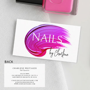 Nail Artist Modern Typography Pink Polish Business Card