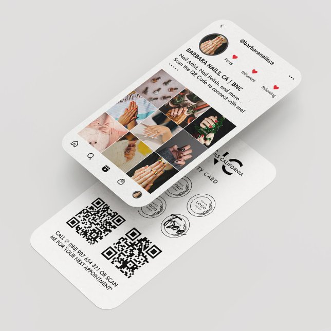 Nail Artist Nail Tech Manicurist IG Loyalty White  Business Card (Creator Uploaded)