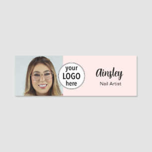  Nail Artist Photo Logo Blush Pink  Name Tag