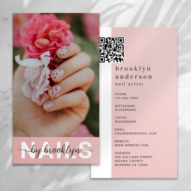 Nail Artist Photo QR Code Business Card (Creator Uploaded)