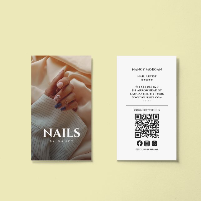 Nail Artist Photo QR Code Business Card (Creator Uploaded)