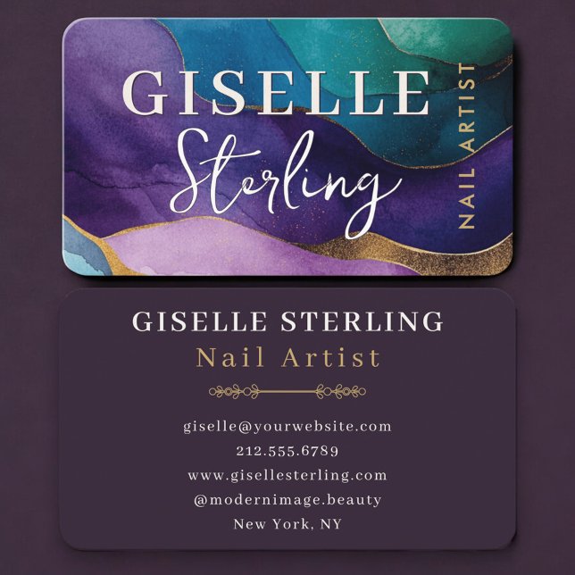 Nail Artist Purple Business Card (Creator Uploaded)