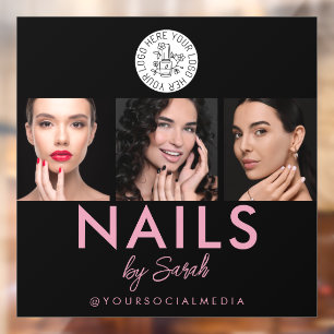 Nail Artist Salon Logo Black Pink Social Media