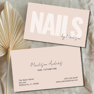 Nail Artist Salon Pink Typography Business Card