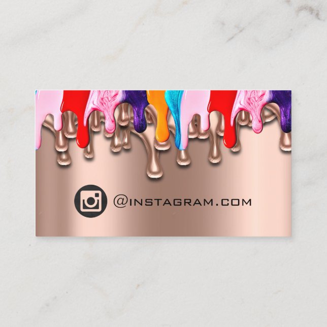 Nail Artist Studio Drips Rose Wax IG Social Makeup Business Card (Back)