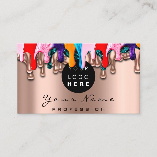 Nail Artist Studio Drips Rose Wax Logo Business Card (Front)