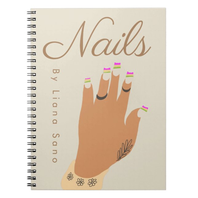Nail Artist Tattoo Hand Illustration Notebook (Front)
