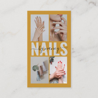 Nail Artist Typography Photo Collage Mustard Business Card