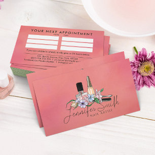 Nail Artist - Watercolor floral illustration Business Card