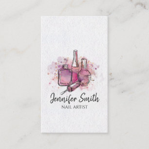 Nail Artist - Watercolor Nail Polish Art Business  Business Card