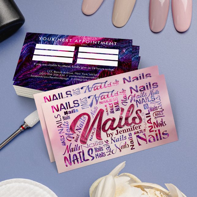 Nail Artist Word Art - Glitter Polish Texture Business Card (Creator Uploaded)