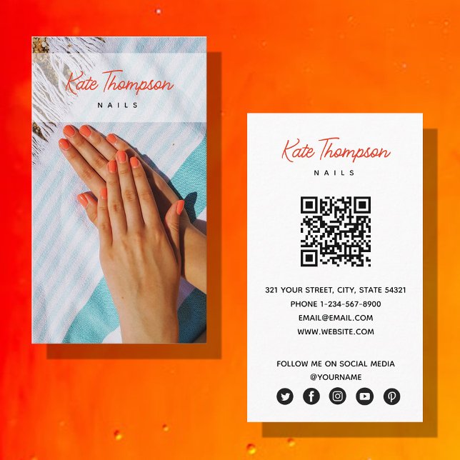 Nail Beaty Salon Makeup Artist Photo QR Code  Business Card (Creator Uploaded)