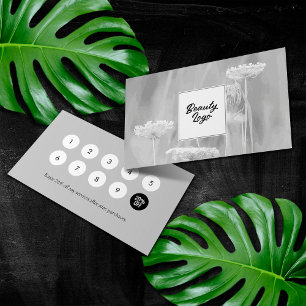 Nail   Beauty Salon Loyalty Card Grey Flowers