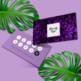 Nail   Beauty Salon Loyalty Card Purple Flowers