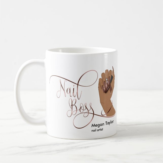 Nail Boss, gift for nail Technician manicure Coffee Mug (Left)