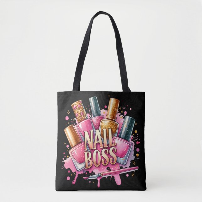 Nail boss manicurist finger nail polish manicure tote bag (Front)