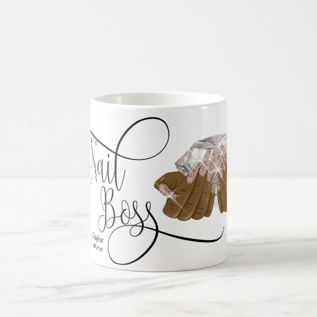 Nail Boss, nail Technician, long nails, manicure C Coffee Mug (Center)
