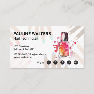 Nail Bottle and Cap Manicure Loyalty Card