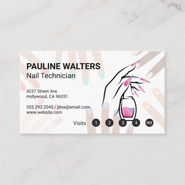 Nail Bottle and Cap | Manicure Salon Loyalty Card (Front)