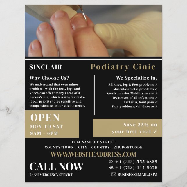 Nail Care Portrait, Podiatry Clinic, Podiatrist Flyer (Front)
