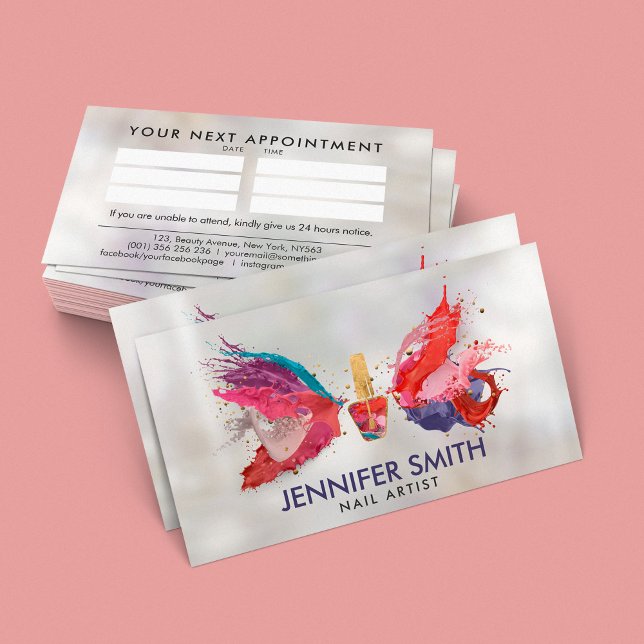 Nail Colours Splash on pearl  Business Card (Creator Uploaded)