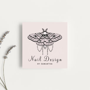Nail Design Acrylic Manicure Pedicure Butterfly Square Business Card