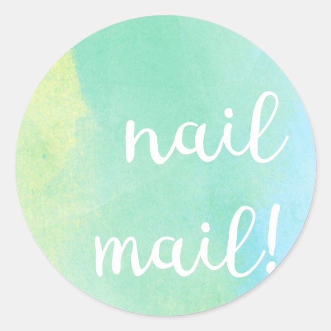 Nail Mail! Sticker - bluey green watercolour (Front)