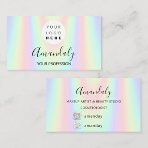 Nail Makeup Artist Logo Holograph Mermaid FBINSTA Business Card