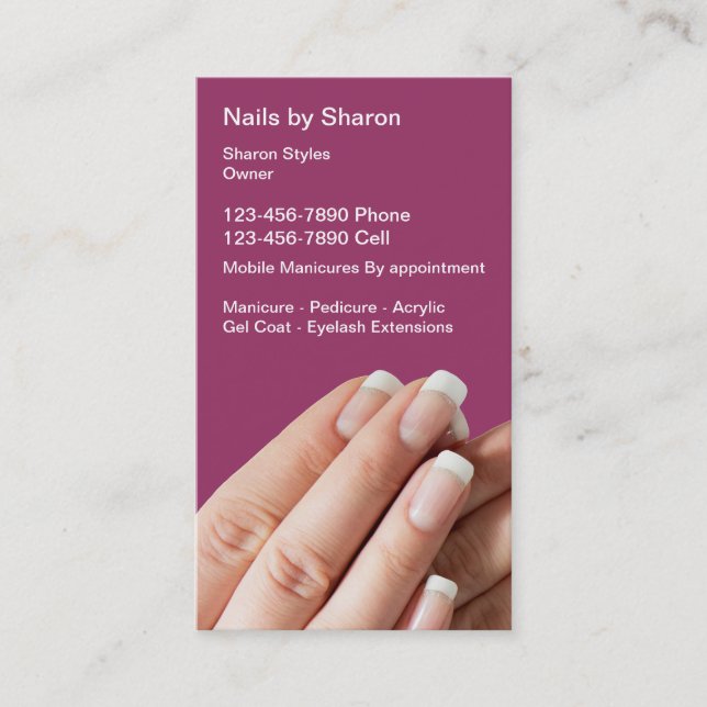 Nail Manicure Business Cards (Front)