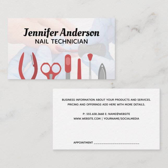 Nail Manicure Tools | Painting Nails Business Card (Front/Back)