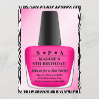 Nail Polish Birthday Invitation Pink Spa Party