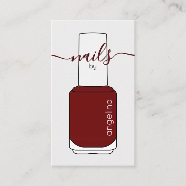 Nail Polish Bottle Maroon Business Card (Front)