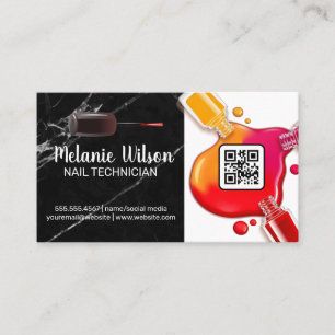 Nail Polish Bottle Pour   Black Marble Business Card