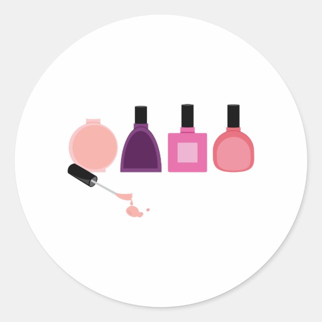Nail Polish Bottles Classic Round Sticker (Front)