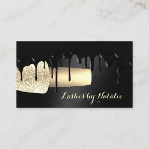 Nail Polish Salon Modern Black Drips Manicurist Business Card