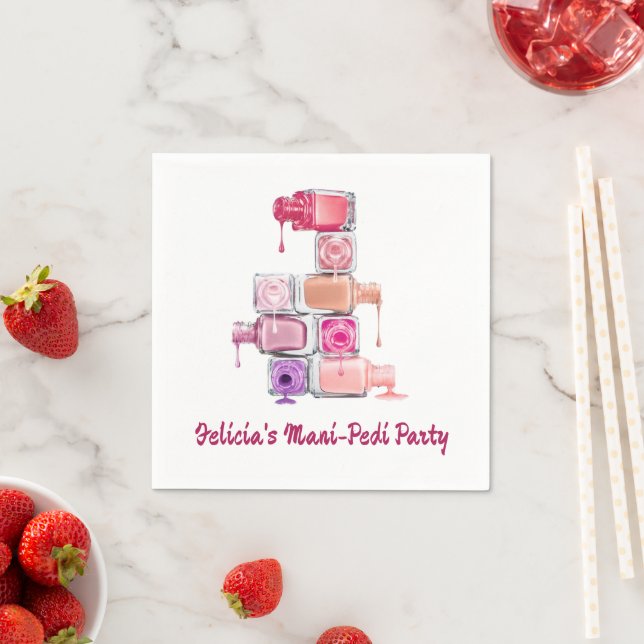 Nail Polish Stack Custom Paper Party Napkin (Insitu)