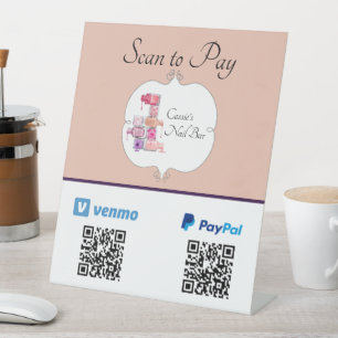 Nail Polish Stack Scan To Pay QR Code  Pedestal Sign