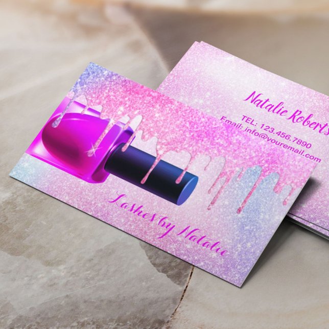 Nail Polish Unicorn Glitter Drips Manicurist Business Card (Creator Uploaded)