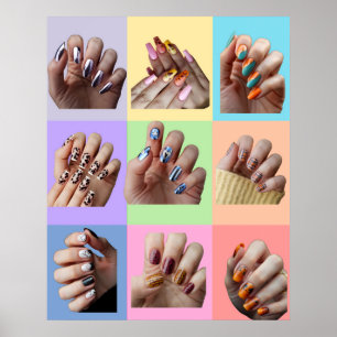 Nail Pop Art Trendy Colourful Fingernails Poster