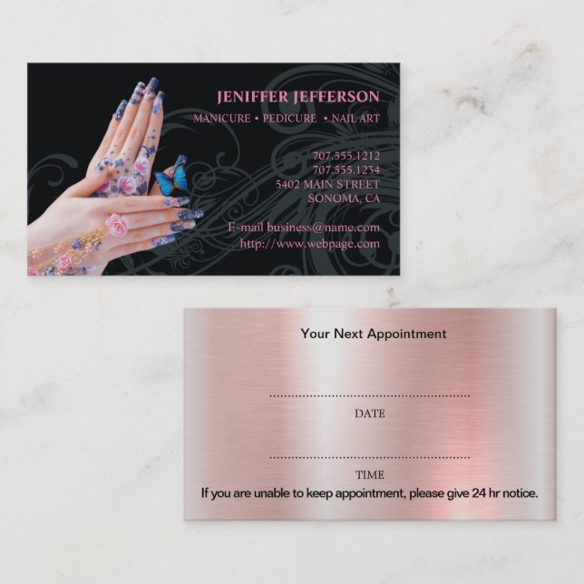 Nail Salon Appointment Business Card (Front/Back)