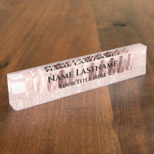 Nail Salon Artist Rose Blush Elegant Custom LUX Nameplate