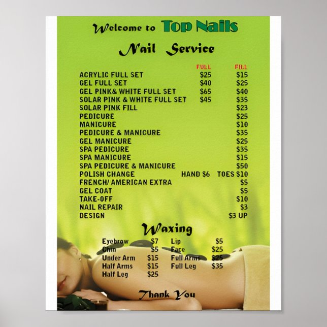 Nail Salon Beauty Poster (Front)
