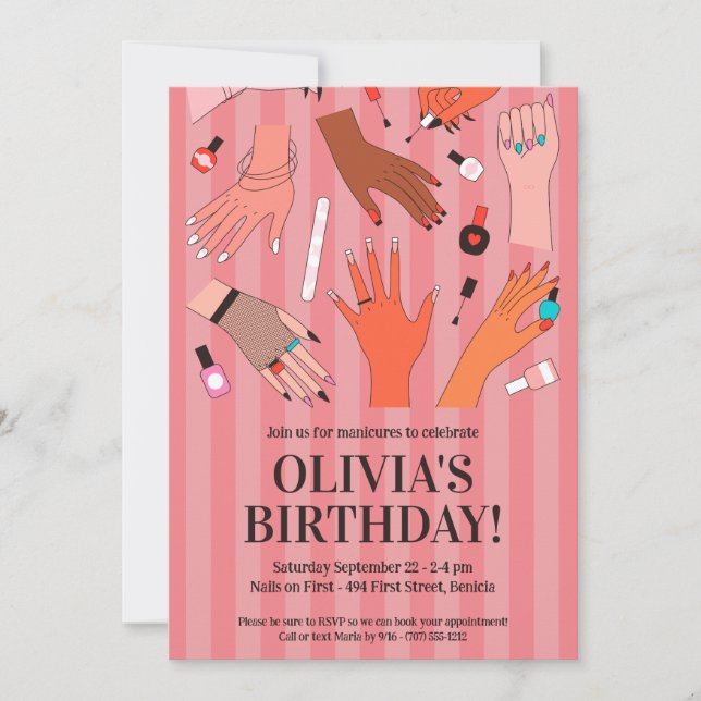 Nail Salon Birthday Party Invitation (Front)