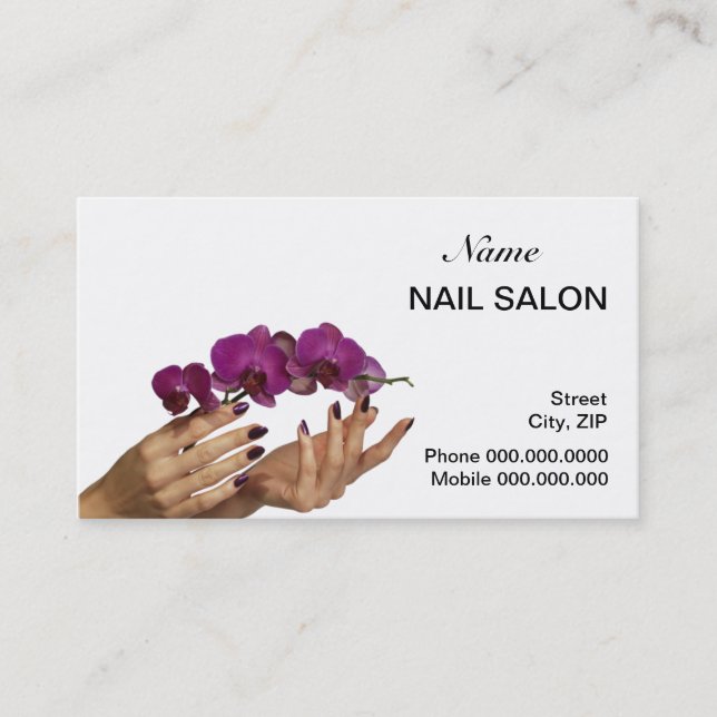 Nail Salon Business Card - choose your colour (Front)