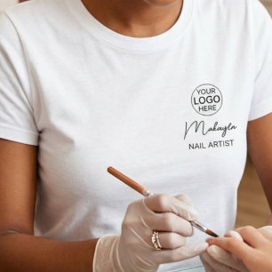 Nail Salon Business Logo Script Employee Name T-Shirt