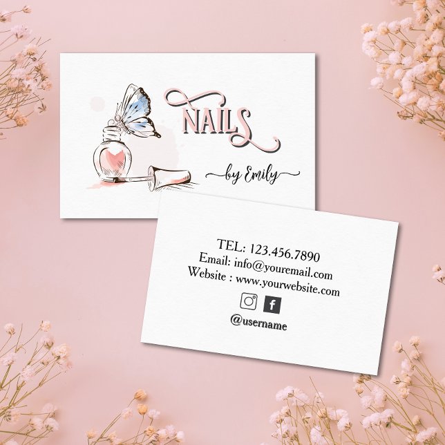 Nail Salon Butterfly Polish Manicurist  Business Card (Creator Uploaded)